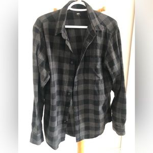 Mens black and grey checked shirt or shacket, large, all cotton, like new